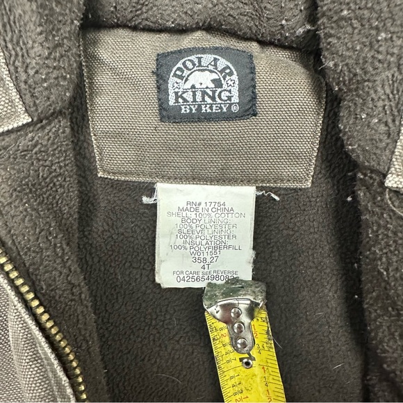 Polar King By Key Fleece Lined Canvas Hooded Full Zip Jacket Size 4T - Picture 6 of 13